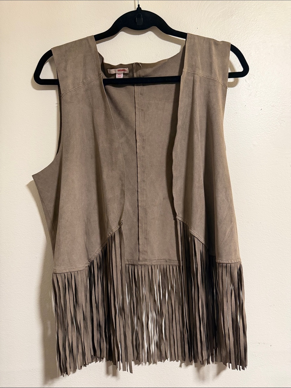Fringe Suede Vest in Taupe